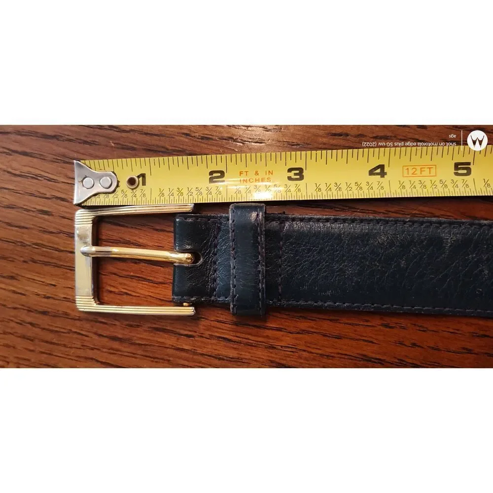 Lejon Vintage Belt Glove Leather Navy Blue Size 32 #7294 Gold tone hardware